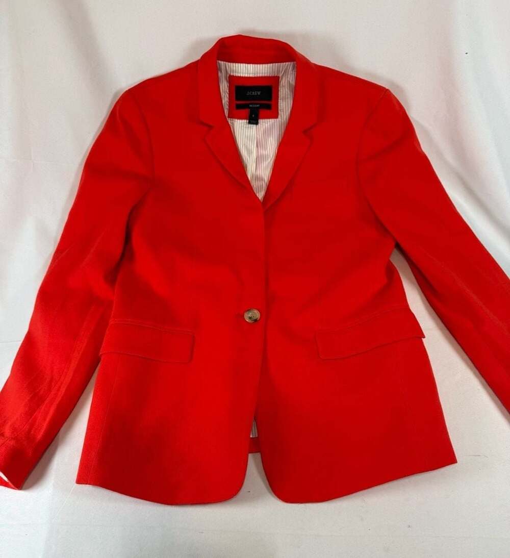 J. Crew Womens Regent Blazer Size 6 Red Single Button Heritage Workwear Quiet Lu